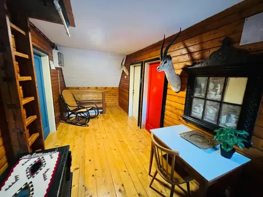 Upstairs landing with original wood panelling